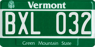 VT license plate BXL032
