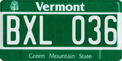 VT license plate BXL036