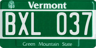 VT license plate BXL037