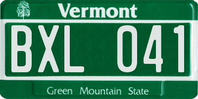 VT license plate BXL041