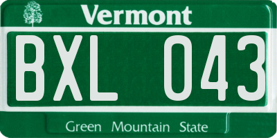 VT license plate BXL043