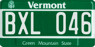 VT license plate BXL046