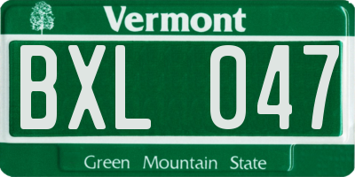 VT license plate BXL047