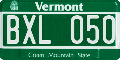 VT license plate BXL050