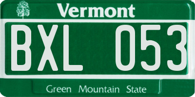 VT license plate BXL053