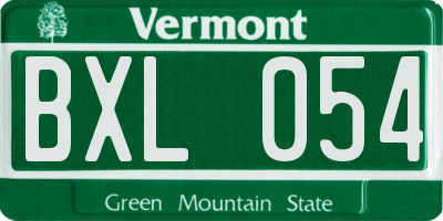 VT license plate BXL054