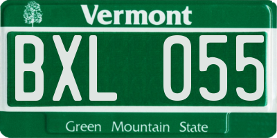 VT license plate BXL055