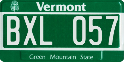 VT license plate BXL057