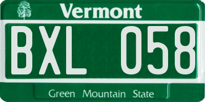 VT license plate BXL058