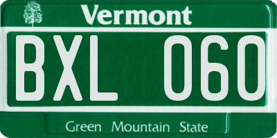 VT license plate BXL060