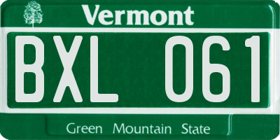 VT license plate BXL061
