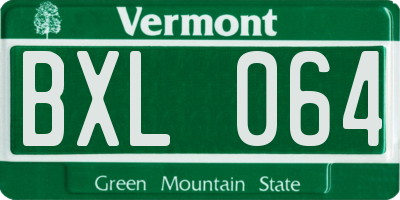 VT license plate BXL064