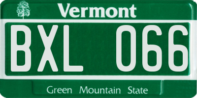 VT license plate BXL066