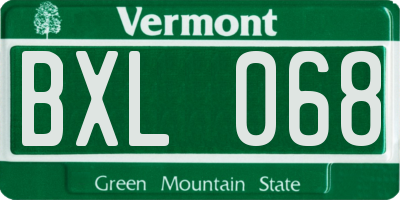 VT license plate BXL068