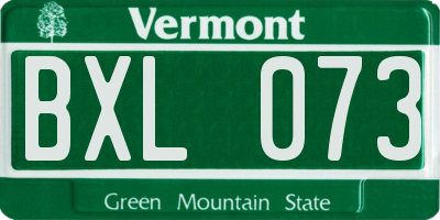 VT license plate BXL073