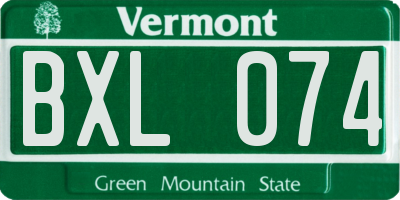 VT license plate BXL074