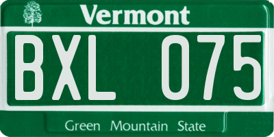 VT license plate BXL075