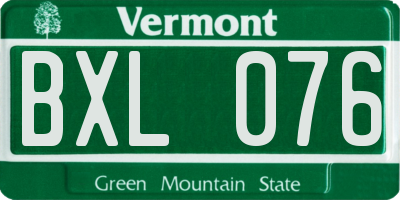 VT license plate BXL076