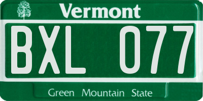VT license plate BXL077