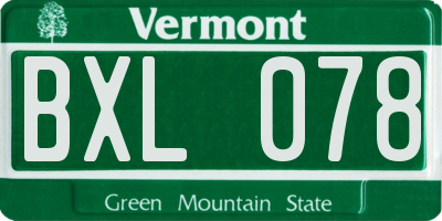 VT license plate BXL078