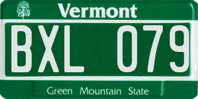 VT license plate BXL079
