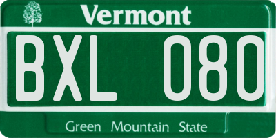 VT license plate BXL080