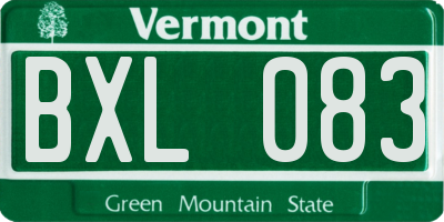 VT license plate BXL083