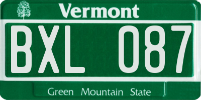 VT license plate BXL087