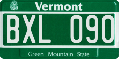 VT license plate BXL090