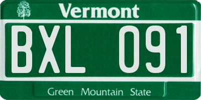 VT license plate BXL091