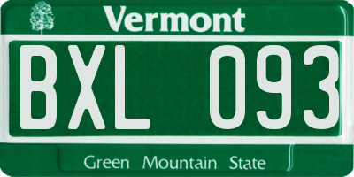VT license plate BXL093