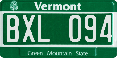 VT license plate BXL094