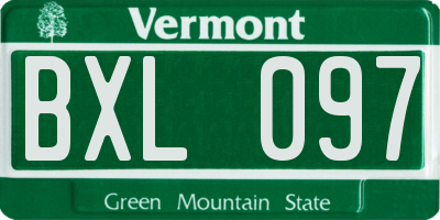 VT license plate BXL097