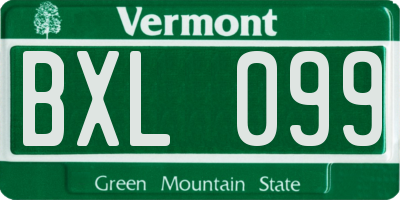 VT license plate BXL099