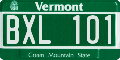 VT license plate BXL101