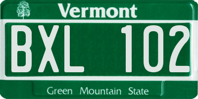 VT license plate BXL102