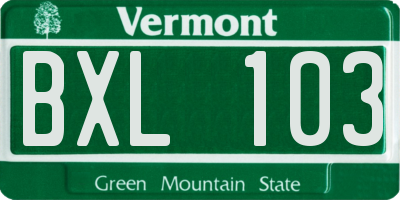 VT license plate BXL103