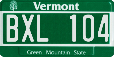 VT license plate BXL104