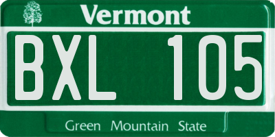 VT license plate BXL105