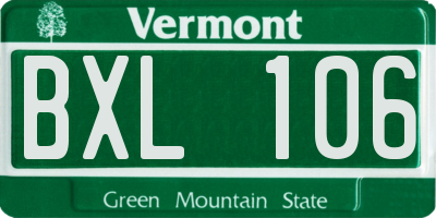 VT license plate BXL106