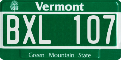 VT license plate BXL107