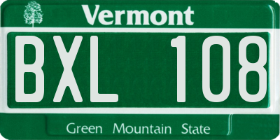 VT license plate BXL108
