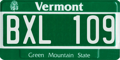VT license plate BXL109