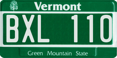 VT license plate BXL110