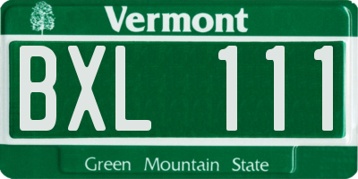 VT license plate BXL111