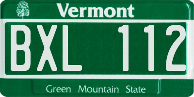 VT license plate BXL112