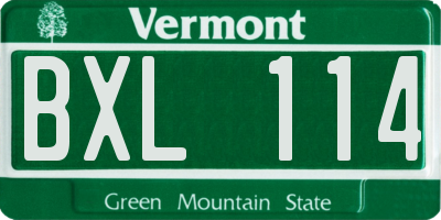 VT license plate BXL114