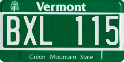 VT license plate BXL115