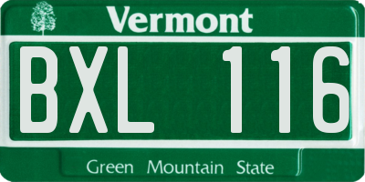 VT license plate BXL116