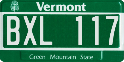 VT license plate BXL117
